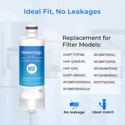 Waterdrop DA97-17376B Replacement for Samsung HAF-Qin/EXP, DA97-08006C, RF28R7201SR, RF28R7351SG, WD-F45, Refrigerator Water Filter, 3 Filters