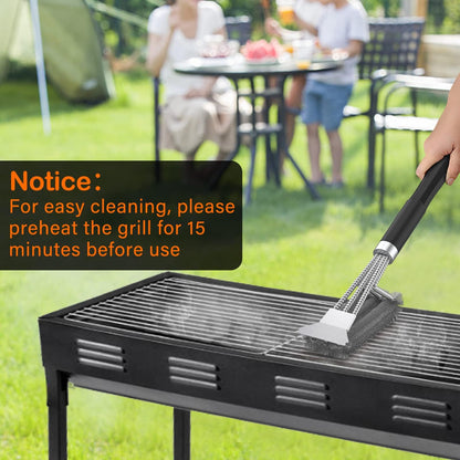 2 Packs BBQ Grill Brush, BBQ Brush Cleaner for Grill, Stainless Steel BBQ Cleaning Brush with Scraper, BBQ Accessories Suitable for Gas, Charcoal, Infrared & Barbecue Grill