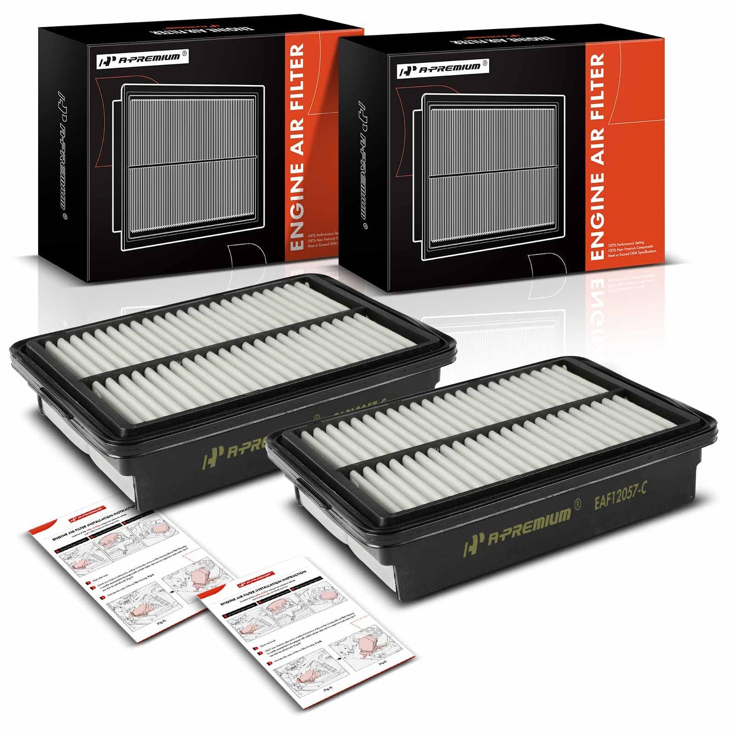 A-Premium 2-PC Engine Air Filter Compatible with Hyundai Elantra(17-20), Kona(18-23) & Kia Forte(19-23), Forte5(20-23), Soul(20-23) - 1.4L 1.6L 2.0L