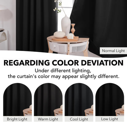Deconovo Blackout Curtains 84 Inch Long 2 Panels, Back Tab and Rod Pocket Thermal Black Out Curtains, Window Curtains for Living Room, Black, 52Wx84L