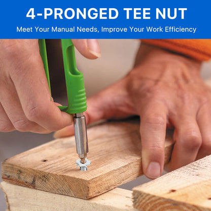 Akamino 100 Pack 1/4"-20 T-nut, 304 Stainless Steel Threaded Insert, 4-Pronged Tee Nut for Wood,Rock Climbing Holds,Cabinetry,Furniture