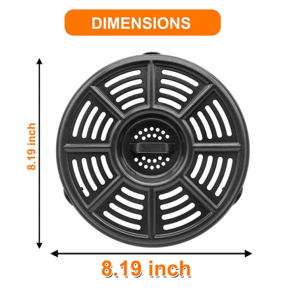 Air fryer Replacement Tray for Ninja AF101 4 QT AF161 Max XL AF150 XL 5.5 Quart Air Fryer, 8.2'' Round Food Grade Air Fryer Grill Pan Grill Plate Crisper Plate Accessories Parts Rack,Dishwasher Safe