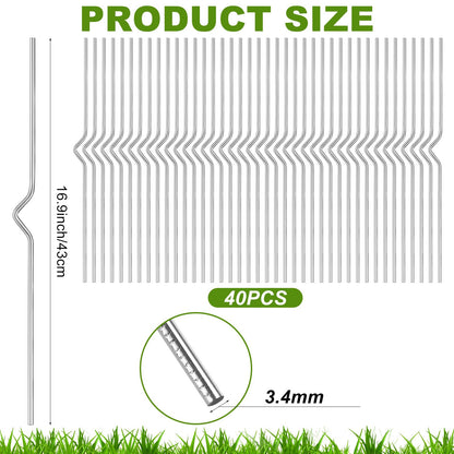 40 Pack Heavy Duty Metal Yard Sign Stakes, 17 '' Corrugated Plastic Sign Stakes 17'' Stainless Steel Metal Stake Holder for Corrugated Plastic Signs Garden Lawn Outdoor Home Real Estate Open House