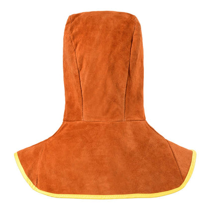 Welding Hood Leather - Cowhide Split Leather Welding Caps with Neck Shoulder Drape - Head Protection for Men & Women, Brown