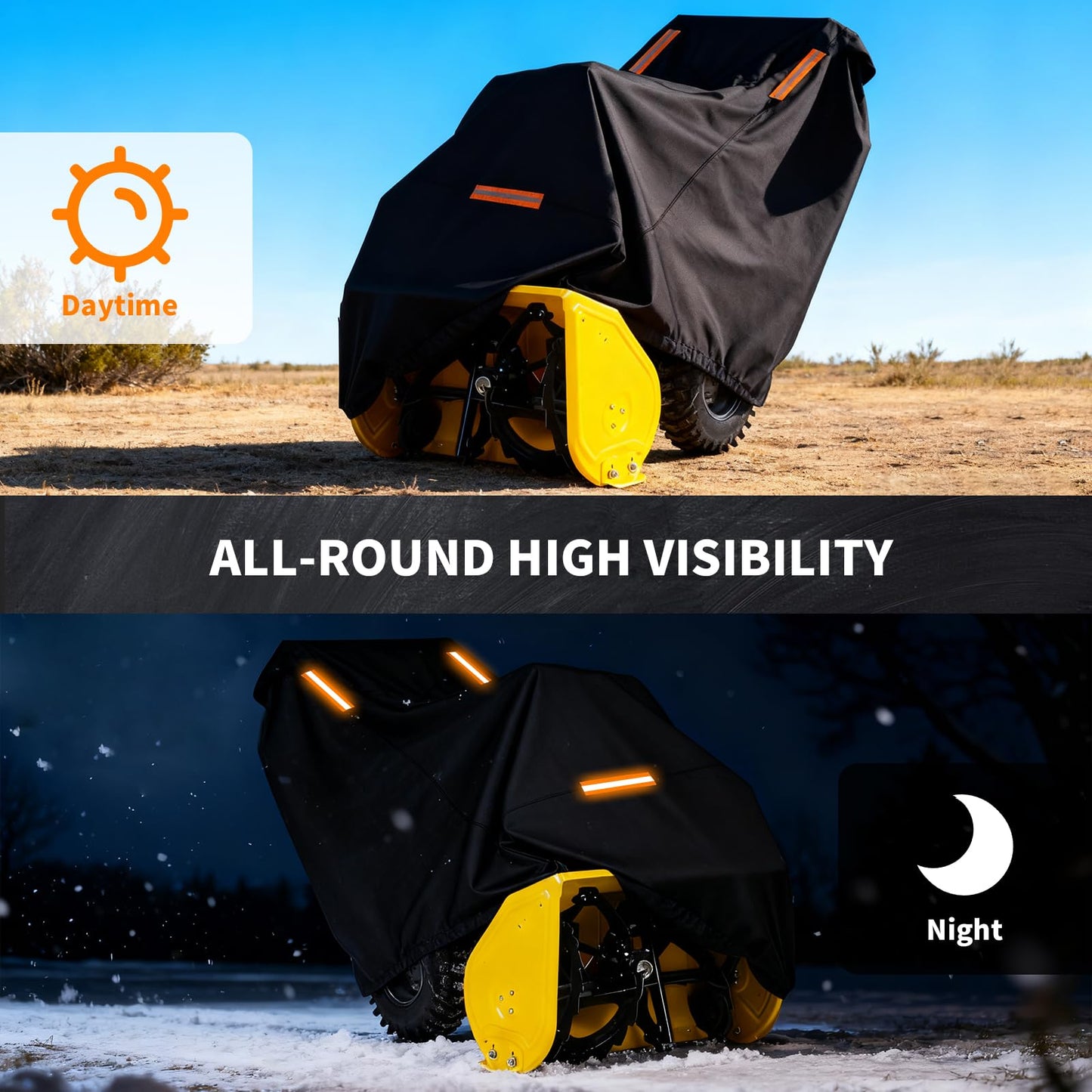 Snow Blower Cover, 300D Durable Oxford Farbic, Fit for Most Snowblowers, with Reflective Strip -Weather Protection Outdoor and Indoor use (Black)
