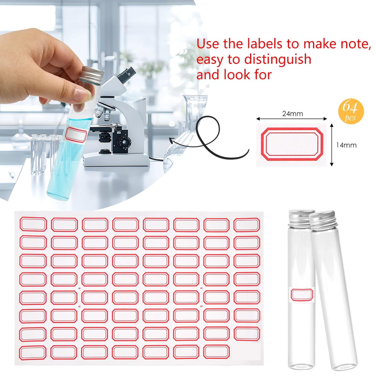 30ml Glass Clear Test Tubes with Screw Caps and Plastic Stoppers, Liquid Sample Vials, Leak-Proof Flat Test Tubes, 24PCS