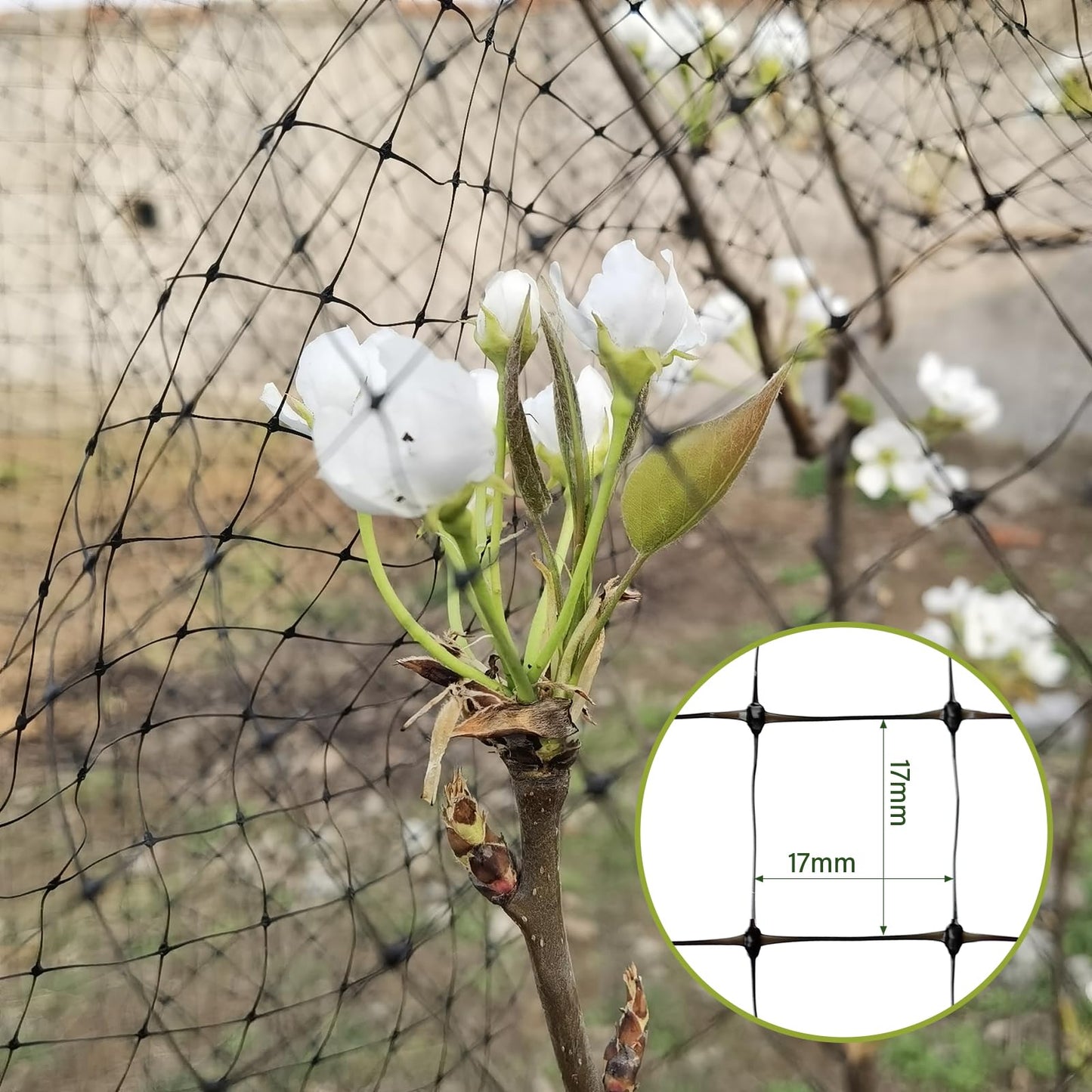BEAUGIREW Garden Netting 7 x 100 ft Durable Bird Netting for Garden Heavy Duty Wire Mesh Net Fencing Protect Plants Fruits Trees from Birds Deer Poultry with 50 x Mounting Straps and 10 x Spikes