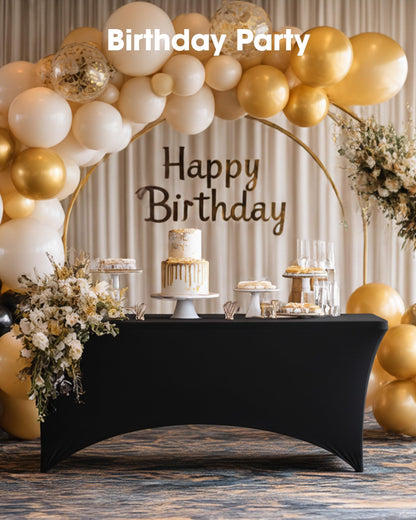 Pureegg Spandex Tablecloth 8ft - 2 Pack, Fitted and Tight Table Cloth for Rectangular Table, Wrinkle-Free and Stretch Table Cover for Party, Wedding, and Banquet, Black, 96" L x 30" W x 30" H
