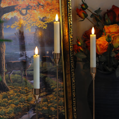 Yeelida Battery Operated Flameless Taper Candles with Two Remote Timer, 6.4" LED 3D-Wick Window Candles, Flickering Long-Lasting Warm Light Electric Pack of 6 Flameless Candlesticks (0.78" Dia, Ivory)
