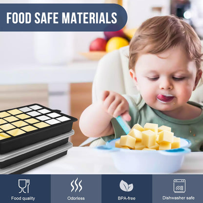 Silicone Ice Cube Tray with Lids, Walfos 3 Pack 72 Cubes Silicone Ice Cube Molds, Flexible and Easy Release, BPA Free and Dishwasher Safe, Perfect for Cocktail, Whiskey, Chocolate