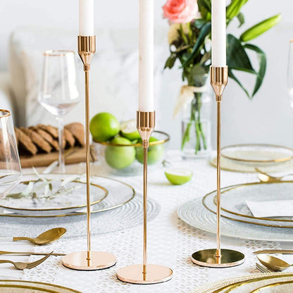 LXTaoler Candle Holders for Taper Candles, Set of 6 Metal Candle Stand Modern Decorative Candlestick Holder for Wedding, Dinning, Party (Gloden-6)