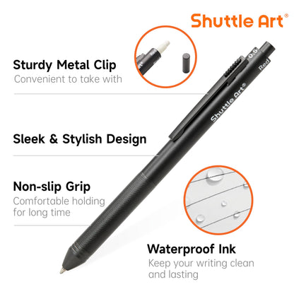 Shuttle Art 4 in 1 Multicolor Pen, 2 Pack Retractable Ballpoint Pens with 1.0mm Black Blue Red Ink and 0.5mm Mechanical Pencil, Multifunction Pens Gift Set for Writing Note Taking School Office Home