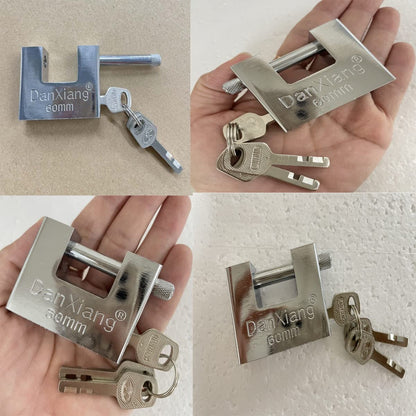 D-Shaped Heavy Duty Security Padlock with 3 Keys,Hardened Solid Steel Hardware Monoblock Lock,8mm Thick Shackle for Garages,Containers,Sheds, Lockers,Gates and Warehouse Protection Locks