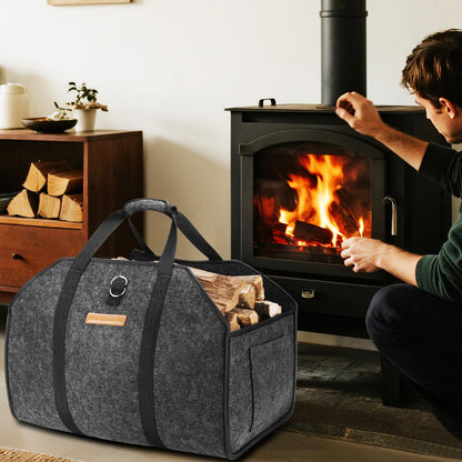 5MM XL Felt Wooden Handbag | Wooden Handbag | Folding Tape with Fixed Rope Recording Tape | Shopping, Newspaper Recording Bag | Black