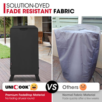 Unicook 30 Inch Electric Smoker Cover, Heavy Duty Waterproof BBQ Grill Cover, Fade and UV Resistant Square Vertical Smoker Covers, Housse Fumoir, 18" W x 17" D x 33" H