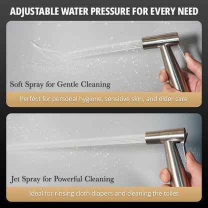 Plurvix Handheld Bidet Sprayer for Toilet – Adjustable Water Pressure, Stainless Steel Jet Spray Kit with Bidet Hose - Feminine Wash, Baby Cloth Diaper Cleaning, Muslim Shower – Wall or Toilet Mount