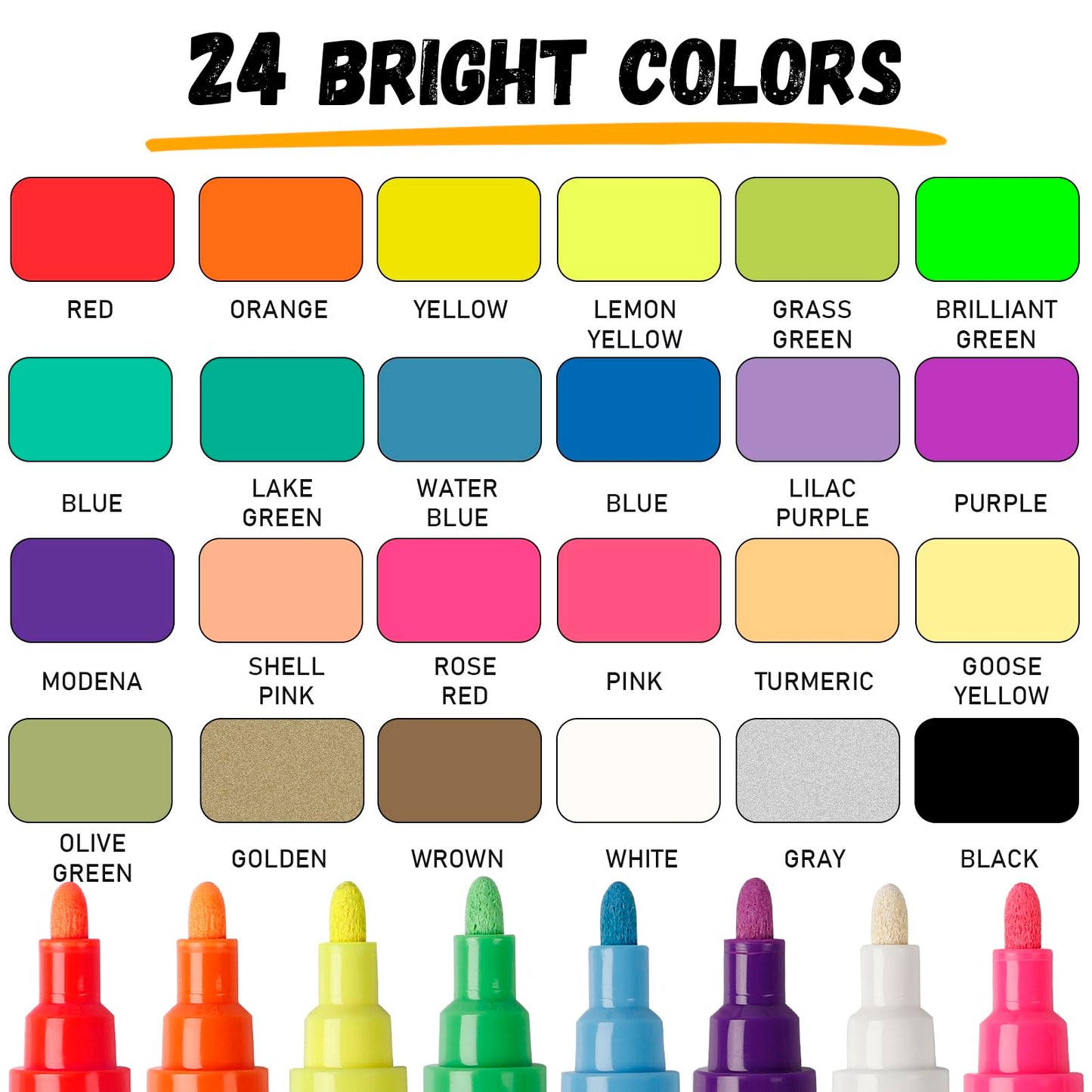 24 Liquid Chalk Markers,Chalk Markers for Blackboards, Chalk Board Markers for Dry Wet Erase, Non-Toxic Ink, Chalkboard Chalks for Non-porous Window,Glass,Bistro LED Board With Stickers