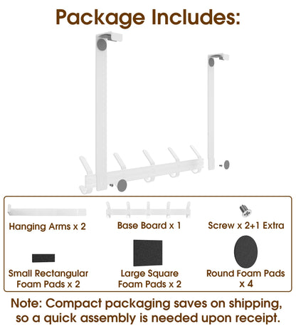 KitchLife Long Over Door Hooks Hanger with 15.75" Extended Arms, Fits 1-3/4" Thick Doors, J40C, 1 Pack Double-Hook, Thickened Bathroom Towel Rack Organization with Screws, Glossy White