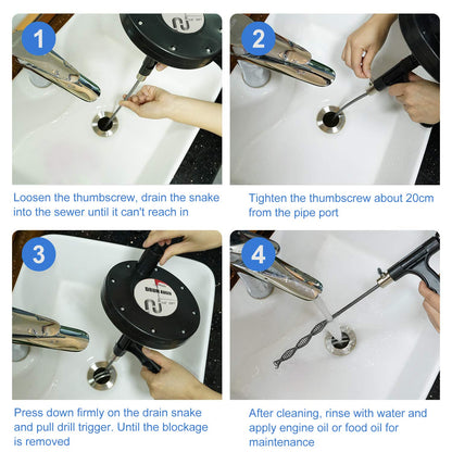 Plumbing Snake Drain Auger 25 Feet Pipe Snake Professional Drain Clog Remove Tool for Bathtub Drain, Kitchen Sink, Sewer, Comes with Gloves and 25 Inch Snake Hair Clog Remover