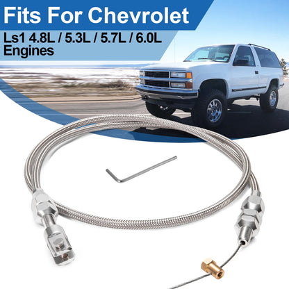 Spurtar 36" Braided Throttle Cable Kit, Compatible with 97-07 Chevrolet/Chevy LS1 Engine 4.8L 5.3L 5.7L 6.0L, 36in Accelerator Throttle Cable Repair Kit Stainless Steel Swap Fuel Line