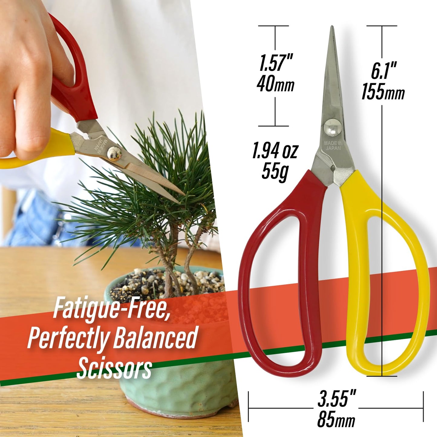 SUIZAN Trimming Scissors 6” - Professional Japanese Garden Plant Herb Buds Flower Shears Gardening Tools