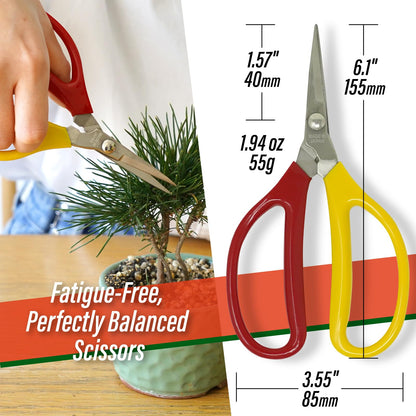 SUIZAN Trimming Scissors 6” - Professional Japanese Garden Plant Herb Buds Flower Shears Gardening Tools