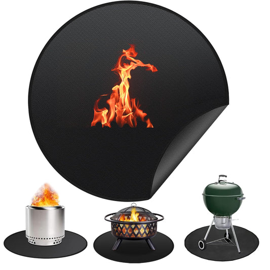 36" Fire Pit Mat for Solo Stove Bonfire, Round Fireproof Under Grill Mats for Deck Patio Grass Outdoor Grill Accessories, Portable and Reusable
