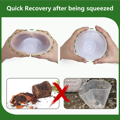 YALIOURS Clear Nursery Pots for Plants, 12Pack 4/5/6 inch Transparent Plastic Plant Pots with Drainage Holes, Garden Pots for Plants Flowers with 12Pack Trays and 15pcs Plant Labels