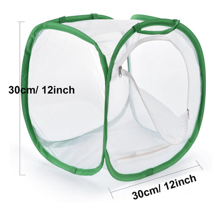 2 Pack Collapsible Caterpillar Habitat, Monarch Butterfly Cage Habitat with 5 Mesh Panels for Airflow Pop Up Butterfly Kit, 30x30x30CM