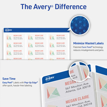 Avery Easy Peel Mailing Labels for Ink Jet Printers, 1 x 2-5/8 Inches, Clear, Pack of 300 Labels (18660)