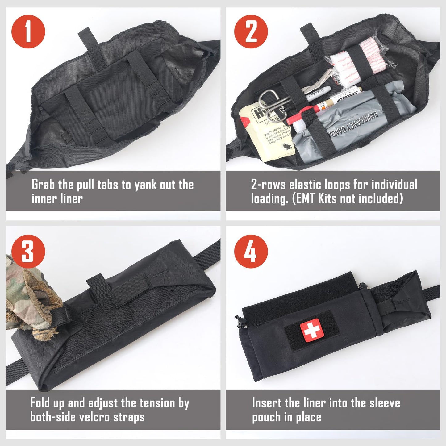 WYNEX Tactical First Aid Drop Dump Pouch, EMT Trauma Roll Up Drop Pouch EMT IFAK Sub Abdominal Carrying Bag with Hook-N-Loop