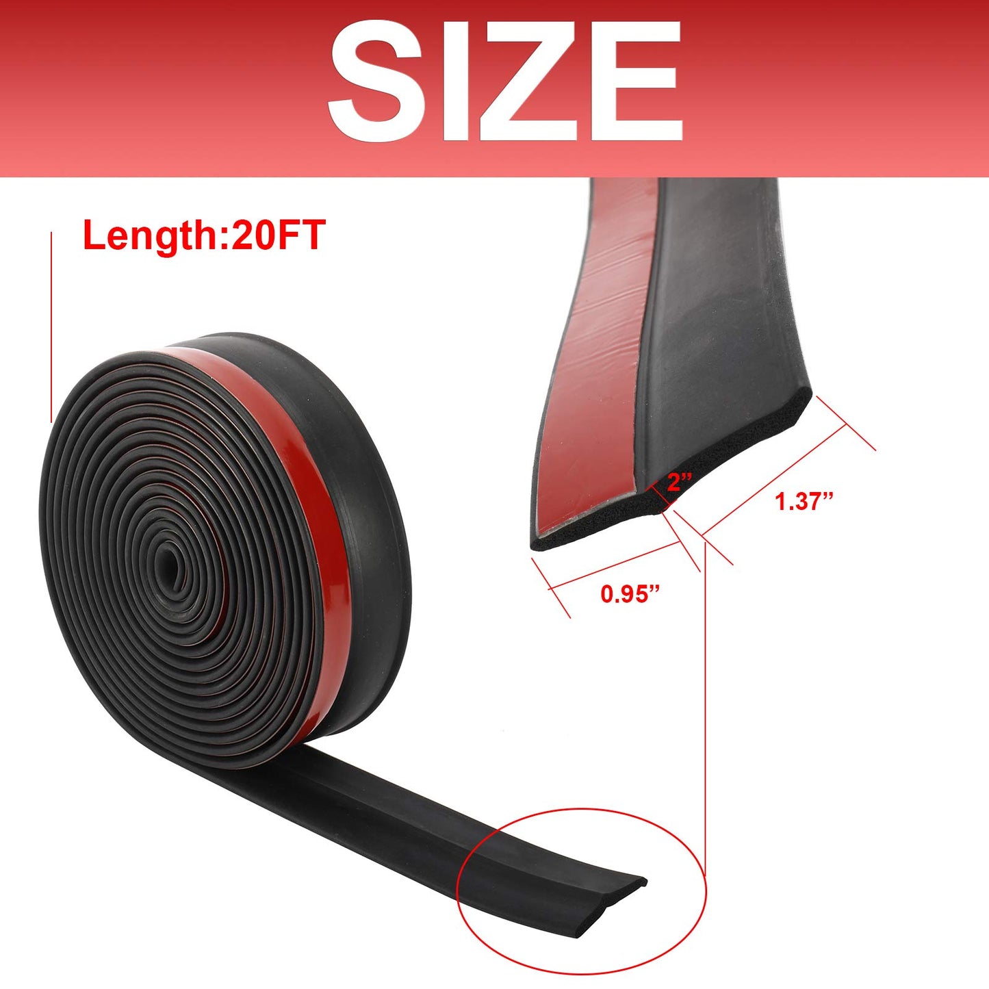 Artilife Universal Garage Door Threshold Seal Strip for Bottom or Side, DIY Weather Stripping Replacement with Self-Adhesive (20FT)