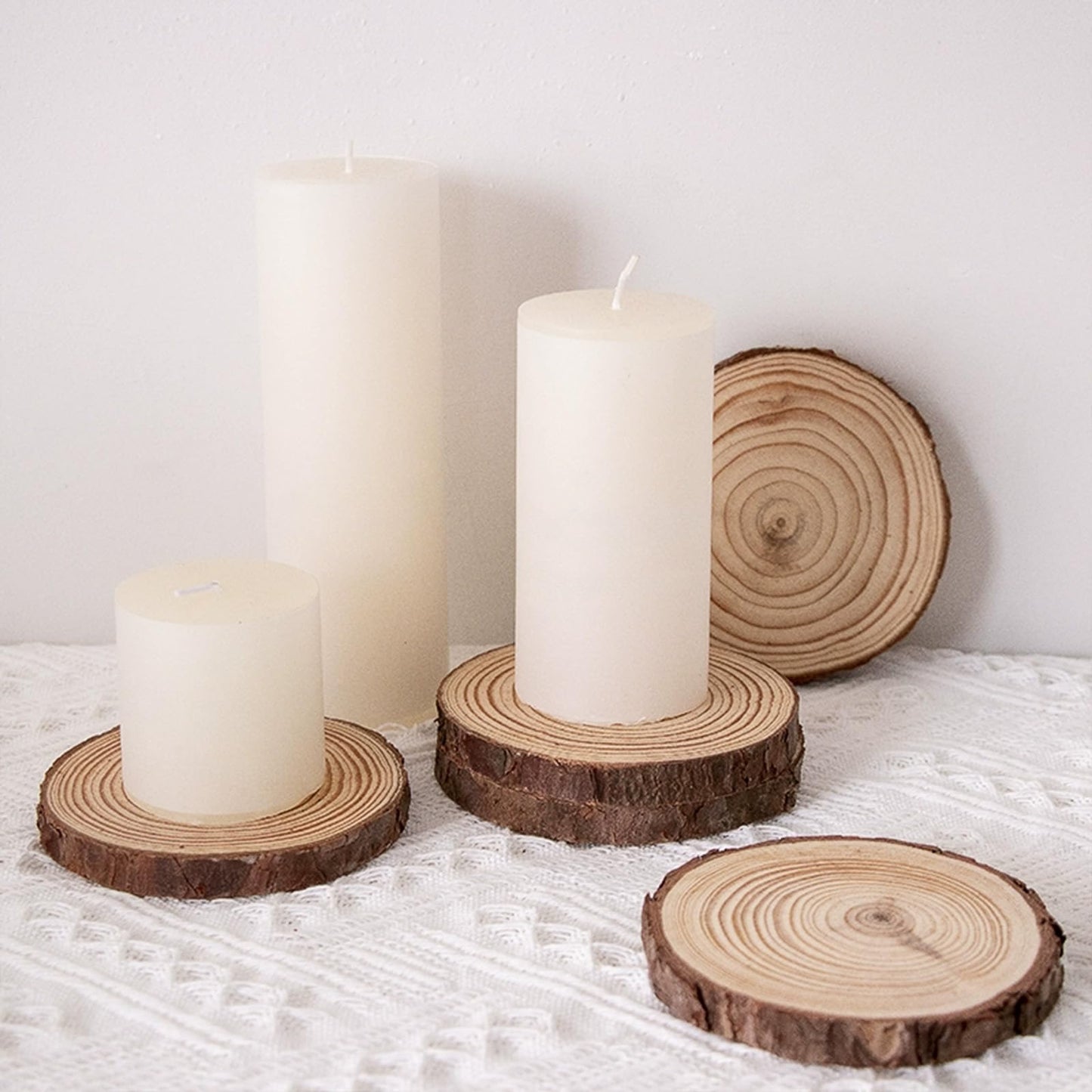 PLAZOTTA 40 Pcs Natural Wood Slices 3.5-4 Inches Unfinished Wood Craft Kit Round Discs Rustic Wedding Decoration for Arts and Crafts
