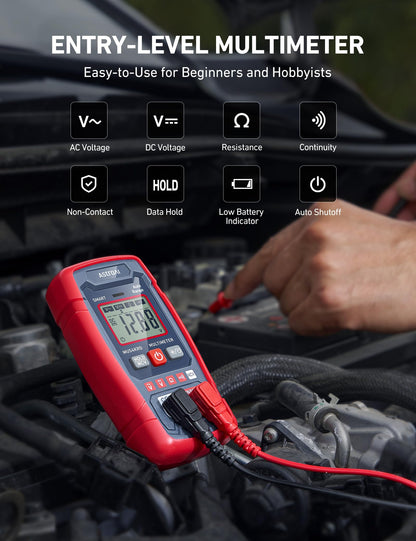 AstroAI Digital Multimeter 4000, Auto-Ranging Voltmeter with Smart Mode, Volt Meter with Non-Contact Voltage Function, Fast Accurately Measures AC/DC Voltage, Resistance, Continuity