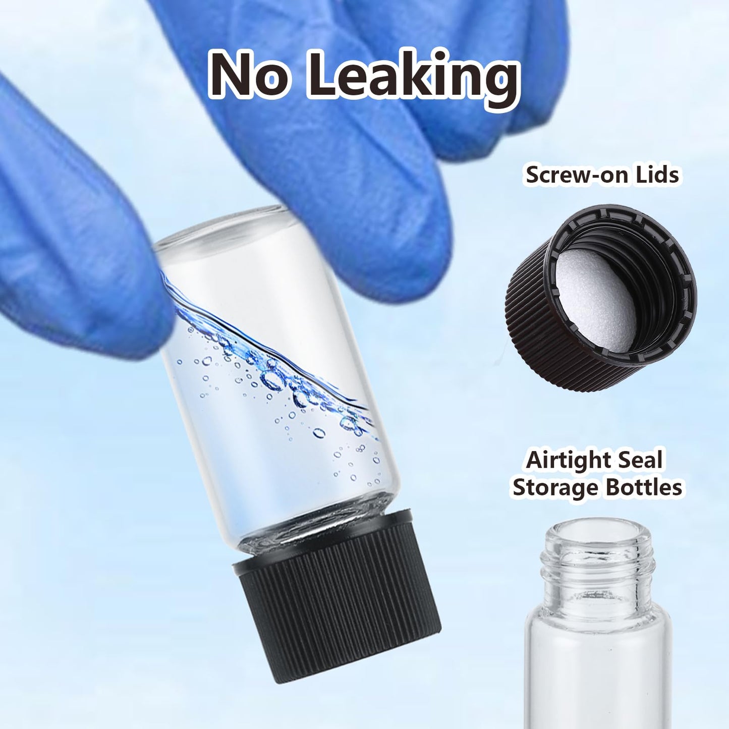 100 Pieces Glass Sample Vial, 5ml Clear Small Glass Vials with Black Plastic Screw Caps for Aromatherapy, Perfume, Wedding Favors, DIY Crafts