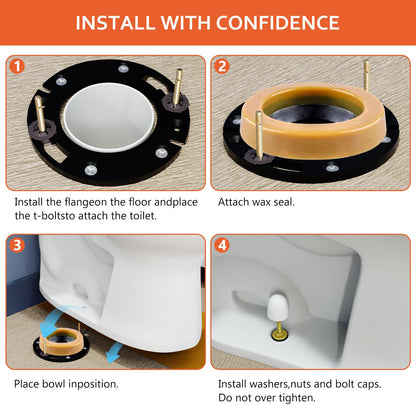 boeemi Toilet Flange Repair Kit with Wax Ring for Toilets Install or Leaking Toilet Wax Ring Replacement Kit Include Mounting Hardware Fits 3-inch or 4-inch Waste Lines