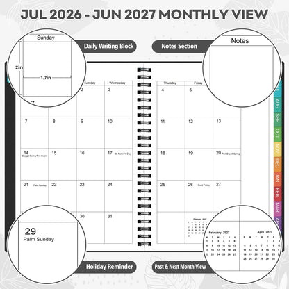 Planner 2026-2027 – Agenda 2026-2027: Planner Weekly and Monthly from July 2026 to June 2027, 8.5" x 11", 2026-2027 Calendar Planner with Monthly Tabs, Flexible Cover, Thick Paper, Inner Pocket for School Office Supplies(Black)