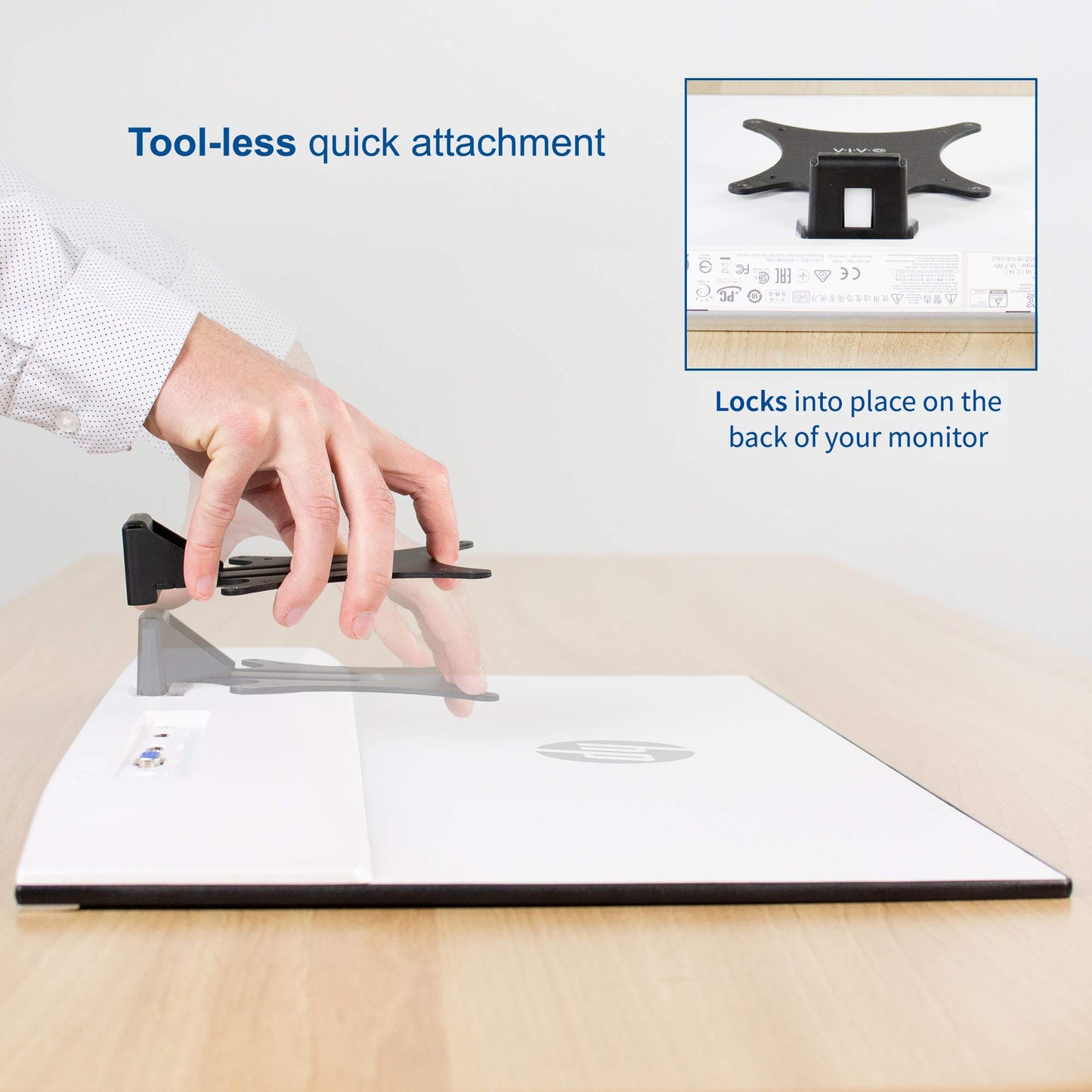 VIVO Quick Attach VESA Adapter Designed for HP Models 27er, 27es, 27ea, 25er, 25es, 24ea, 23er, 23es, 22er, 22es, 22f, 23f, 24f, 25f, and 27f, VESA 75x75m and 100x100mm Conversion Kit, MOUNT-HP27ER