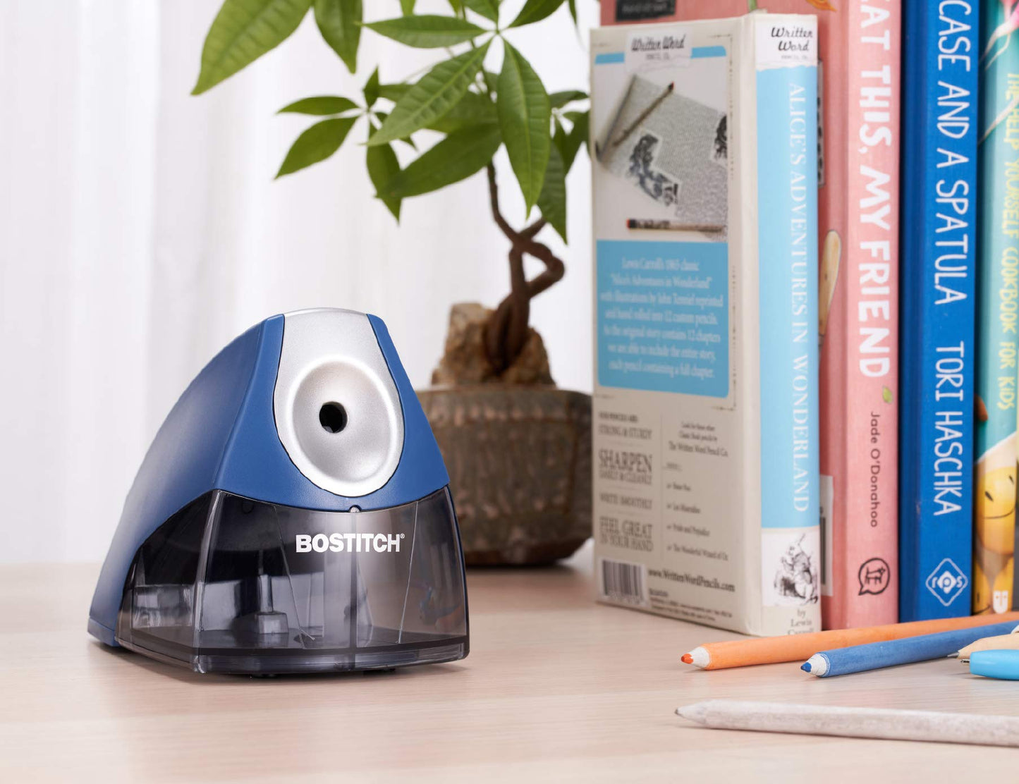 Bostitch Office Personal Electric Pencil Sharpener, Powerful Stall-Free Motor, High Capacity Shavings Tray, 7yr Warranty, Navy Blue (EPS4-KTBLUE)