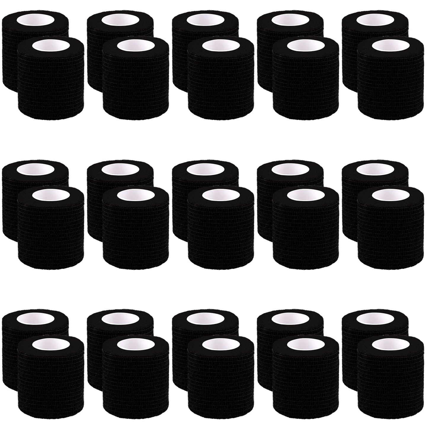 BQTQ 30 Rolls Self Adherent Cohesive Wrap Bandage 2” x 5 Yards Breathable Athletic Tape Stretch Wrap Roll Sports wrap Tape Adhesive for Wrist Ankle Swelling Sprains(Black Color)