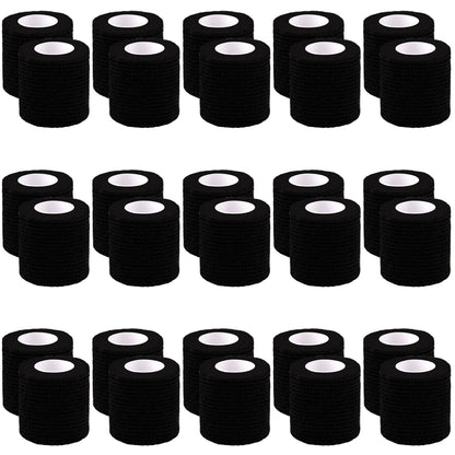 BQTQ 30 Rolls Self Adherent Cohesive Wrap Bandage 2” x 5 Yards Breathable Athletic Tape Stretch Wrap Roll Sports wrap Tape Adhesive for Wrist Ankle Swelling Sprains(Black Color)