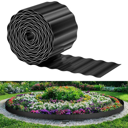 Black Corrugated Metal Landscape Edging,6"×20FT Sturdy Lawn Edging Border for Lawn, Flower Bed, Garden Fence, Paver Edgings