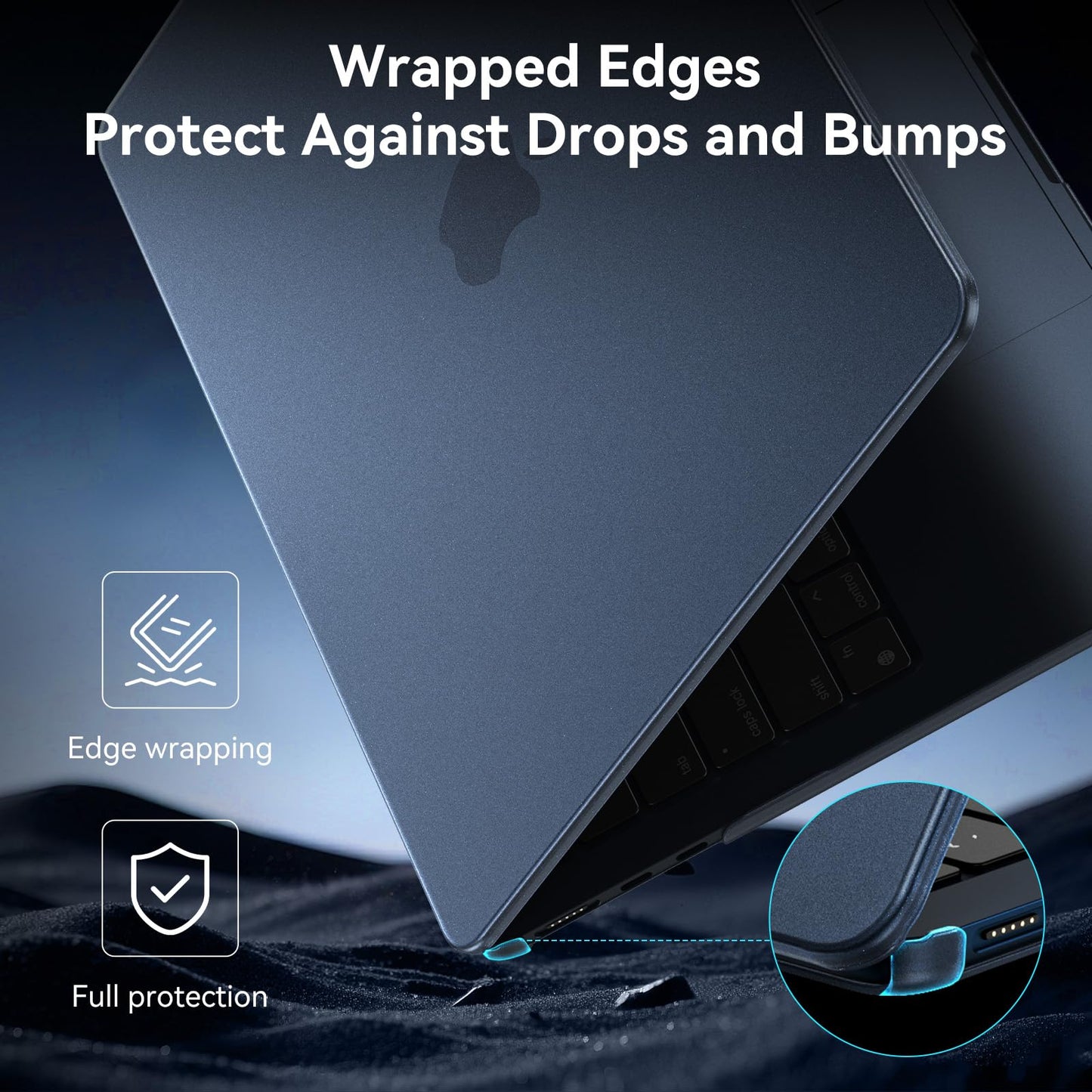 BlueSwan for MacBook Air 13 inch Case, M4 M3 M2 2026-2022 A3240 A3113 A2681, 100% Match Official Color, Anti Scratch, Easy to Snap on, Air 13.6'' Hard Shell Protective Laptop Cover, Midnight Clear