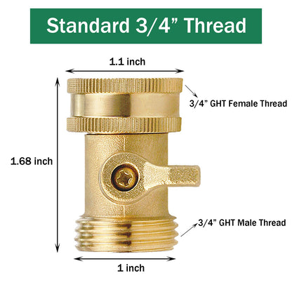 Water Hose Shut Off Valve,4 Pcs Heavy Duty 3/4 Inch Solid Brass Garden Hose Connector,Brass Garden Hose Shut Off Valve with 4 Pcs Rubber Washers