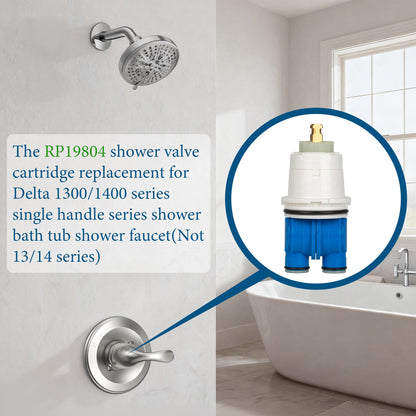 RP19804 Shower Cartridge Assembly Replacement for Delta 1300/1400 Series Tub/Shower Valves Fits,Single Handle Pressure Balance Valve Cartridge,Fits for Delta Select Monitor Valves (Blue 1993-2007)