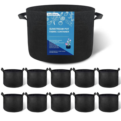 SunStream 10-Pack 2 Gallon Heavy Duty Thickened Nonwoven Fabric Pots Grow Bags with Handles