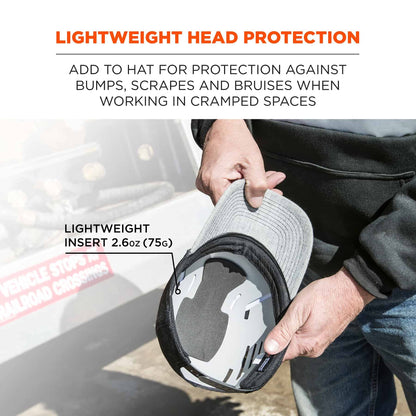Universal Safety Bump Cap Insert, Lightweight, Fits Into Any Baseball Hat, Skullerz 8945, Gray