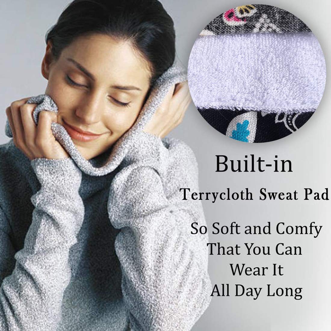 ATHPIK Satin-Lined Surgical Scrub Caps for Nurses/Doctors with Long Hair –Breathable Cotton Surgeon Cap for Healthcare Professionals（Black/Little Pink Rose