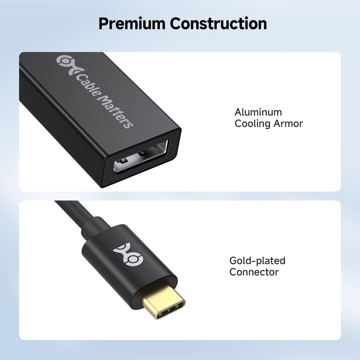 Cable Matters USB C to DisplayPort 1.4 Adapter with 8K@60hz, 4K@144hz and HDR Support - Thunderbolt 4 / USB4 / Thunderbolt 3 Port Compatible with Oculus Rift S, MacBook Pro, Dell XPS, Surface Pro