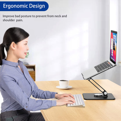BESIGN LSX7 Laptop Stand with 360° Rotating Base, Ergonomic Adjustable Notebook Stand, Riser Holder Computer Stand Compatible with Air, Pro, Dell, HP, Lenovo More 10-15.6" Laptops, Lapdesk, Black
